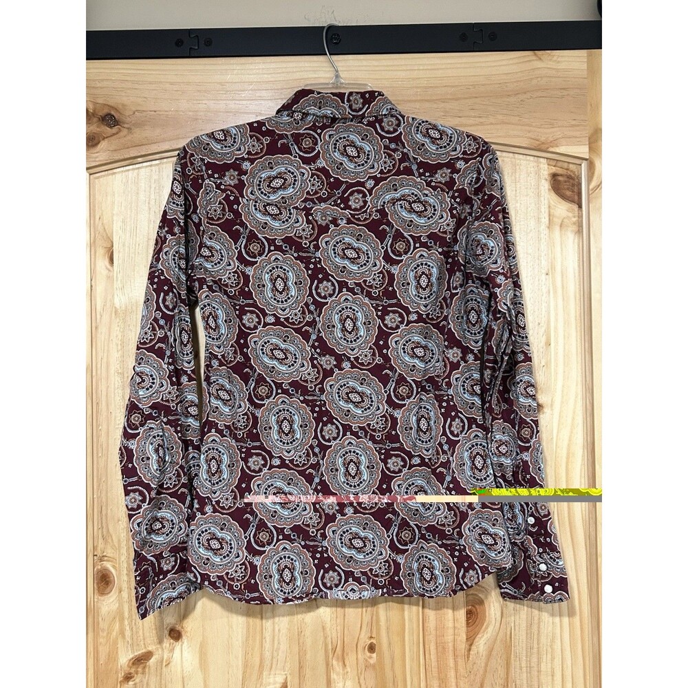 Cinch Pearl Snap Women’s Long Sleeve Western Rodeo Shirt Maroon Paisley Print S - Picture 5 of 7